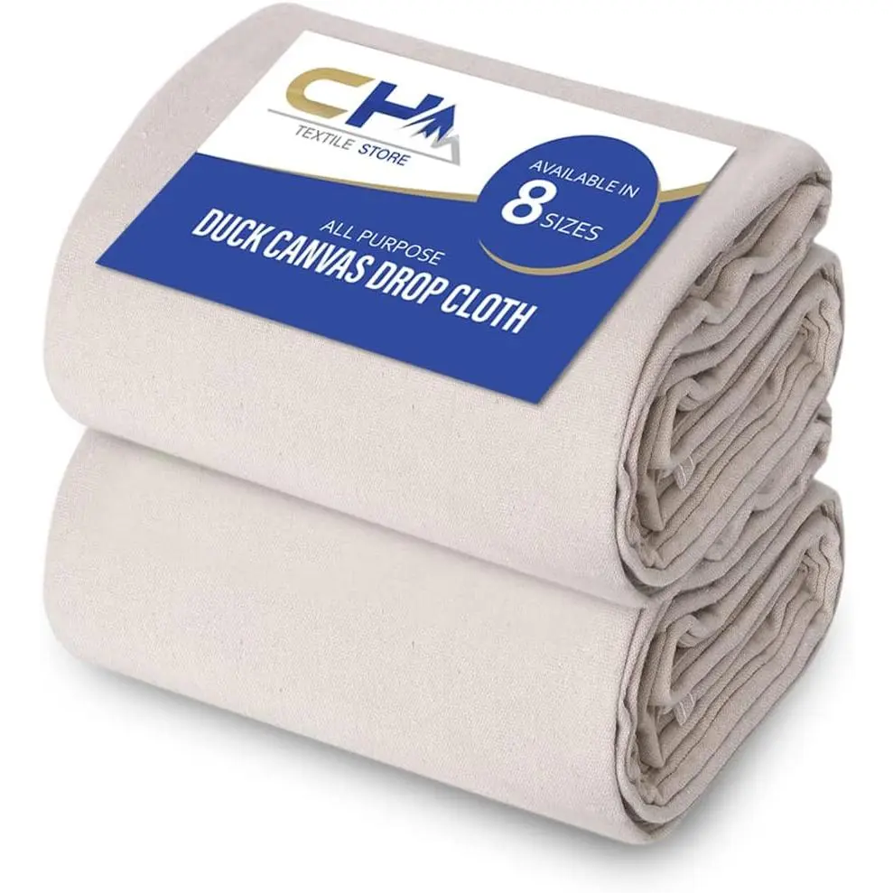 Canvas Painters Drop Cloth (Size 6 x 9 Feet - Pack of 2) - Pure Cotton Paint Drop Cloth for Painting, Curtains, Furniture & Floor Protection - All Purpose Thick Canvas tarp with Double Stitched Edges