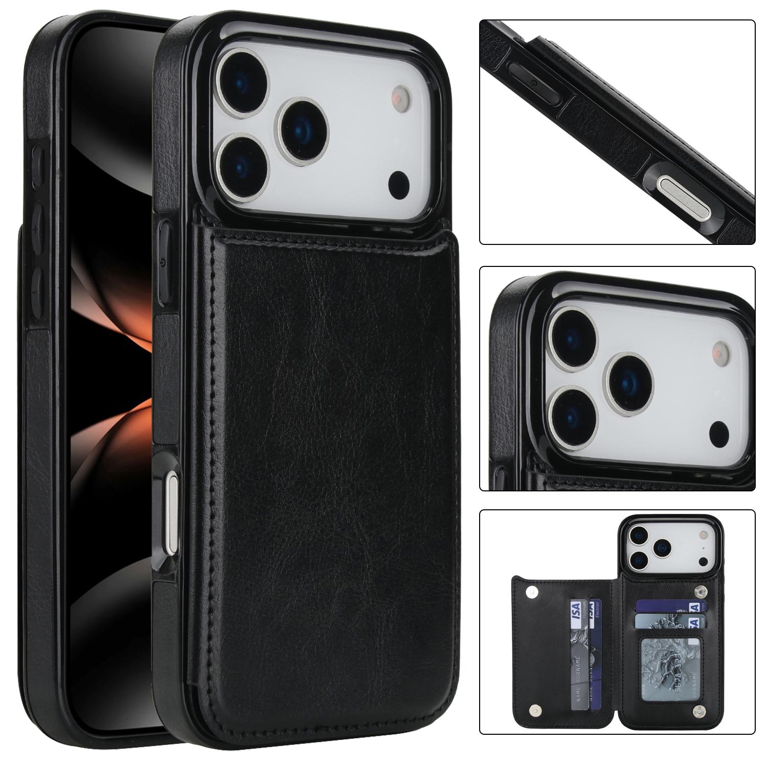 Retro Wallet Case for iPhone 17 16 Pro Max 15 14 13 12 Pro Max, PU Leather Flip Kickstand Card Slots Holder Case, Double Magnetic Clasp Shockproof Cover