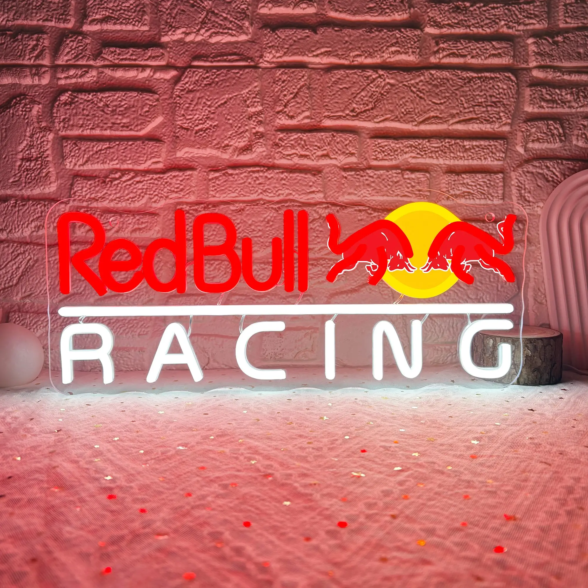 Red Bull RACING Neon Garage Sign Perfect for offices, showrooms, car dealerships, garage decor, gifts, and factories.