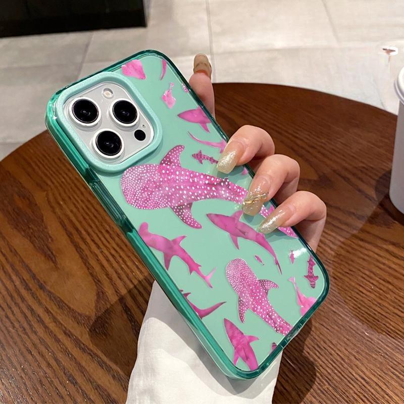 Phone case for iPhone 17 Pro Max 16 15 14 Plus 13 12 11 Air 11 Marine Life Ink Art Sharks Anti-Yellowing Shockproof durable ultra-thin Crystal Cover