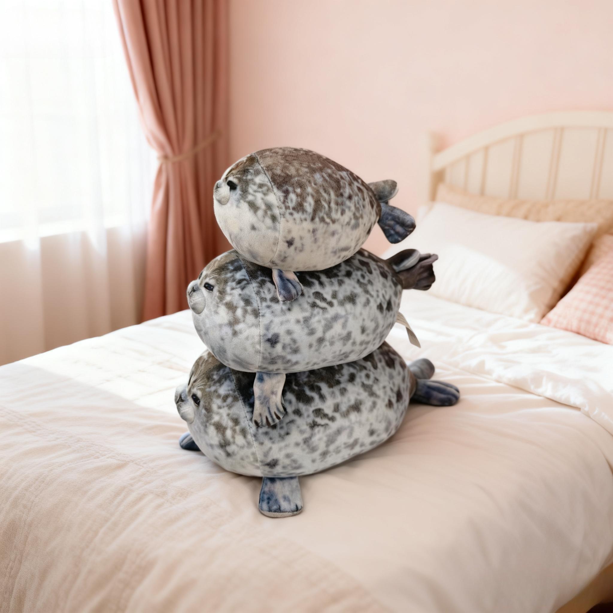 Soft Huggable Plush Seal Pillow, Realistic Sea Animal Stuffed Toy, Cute Cuddly Adorable Plush Pillow, Ideal Birthday Gift for Children and Adults Home Decoration