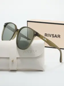 Rivsar Polarized Round Frame Sunglasses for Men and Women, Casual Style, Ideal for Outdoor, Street Fashion, Travel, Beach, Daily Wear, Gift Box Included