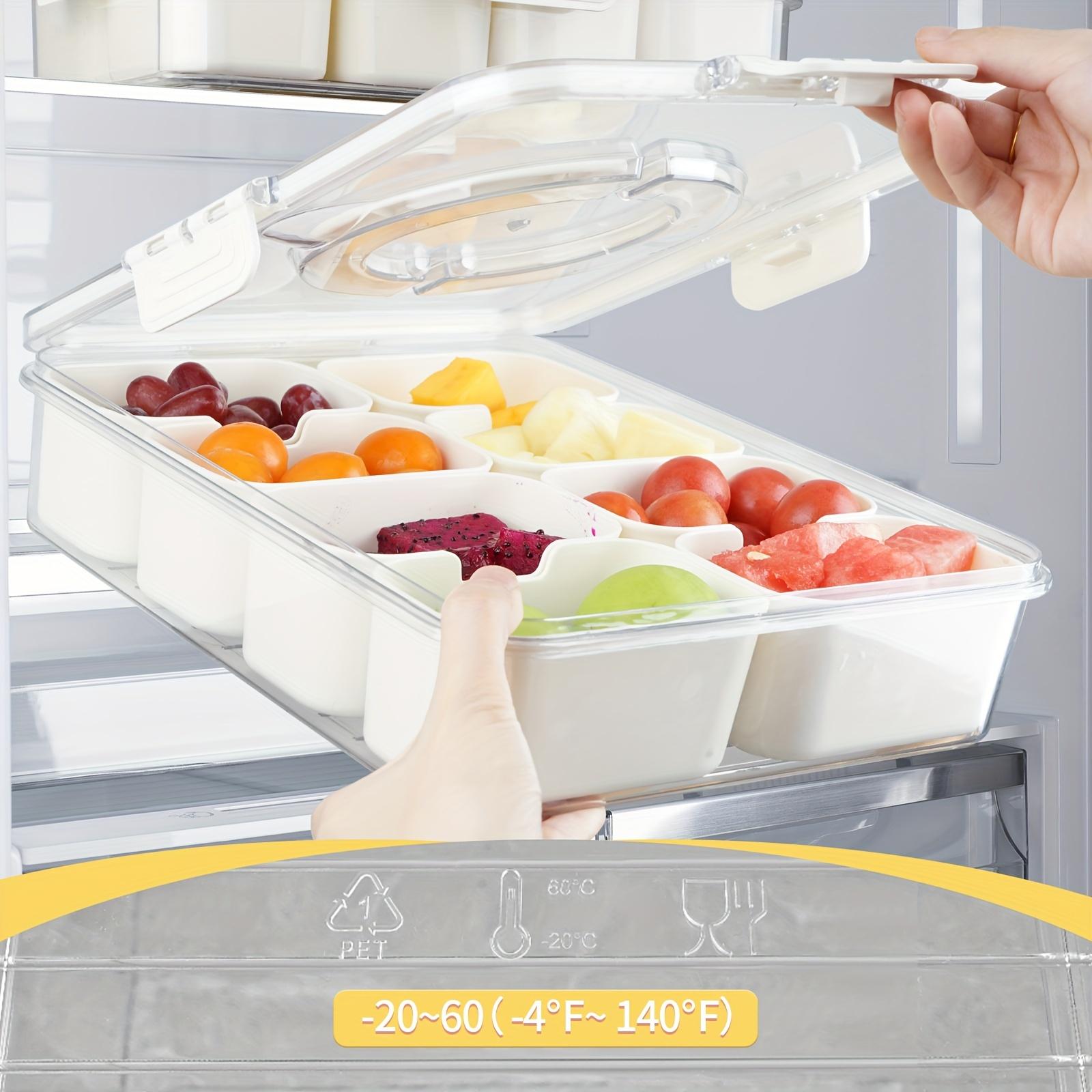 1pc, Multi-Compartment Box With Handle, Plastic Food Serving Tray With Lid, Stackable Fruit And Vegetable Container, 8 Detachable Mini Boxes For Snacks, Salads, Candy
