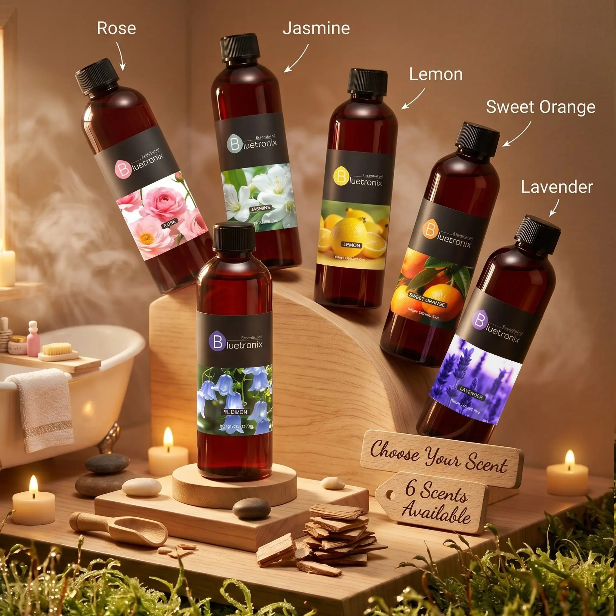 260ml Rose Bluebell Lavender Essential Oil Refill, Premium Large Capacity Long-Lasting Scent Oil for Home SPA Hotel, Create A Warm And Inviting Ambiance