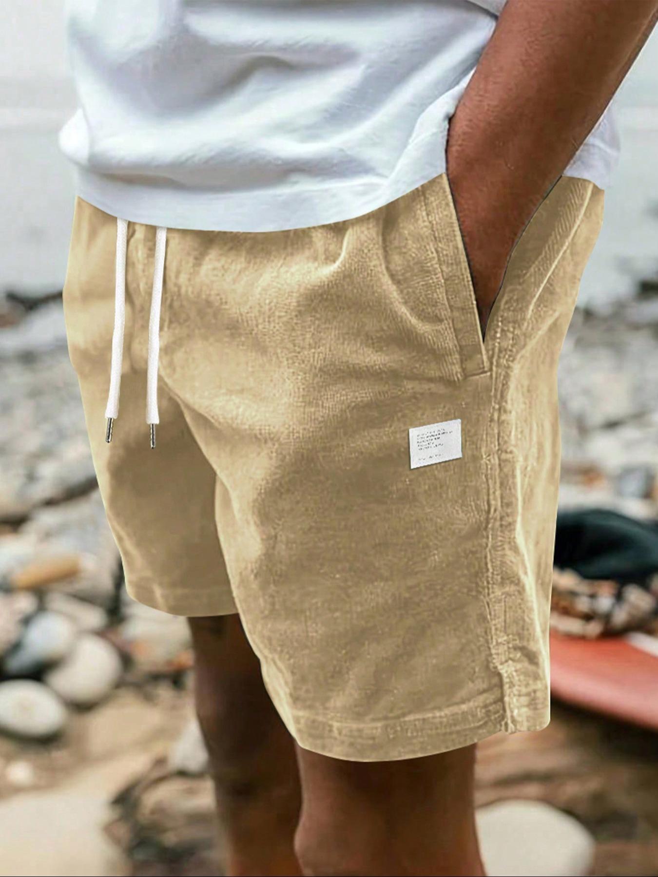 Men's Regular Fit Solid Color Corduroy Shorts, Casual Comfy Breathable Shorts for Summer, Men's Bottoms for Daily Wear, Outdoor Shorts, Casual Fashion Shorts