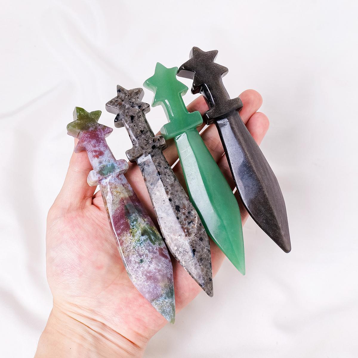 Natural Crystal Dagger, 1 Count Original Stone Model Knife, Polishing Unbladed Knife Model, Crystal Carving, Crafts, Home Decor, Fengshui Ornaments, Crystal Bundles, Chakra Healing Crystals