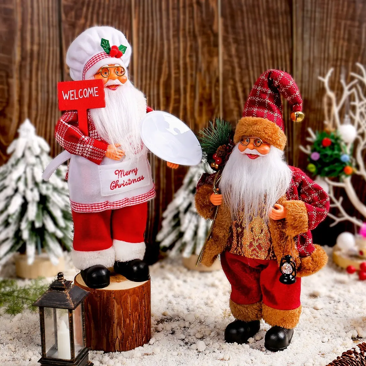 Standing Santa Claus Figurine, Christmas Cute Gift Holding Doll, Window Display Decor, Festive Holiday Ornament, Perfect for Christmas Season