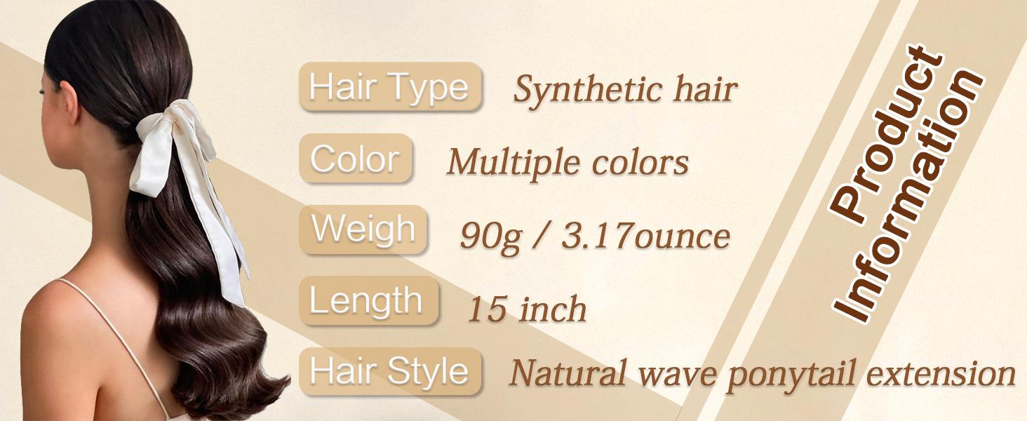 SOFEIYAN Curly Ponytail Extension 15 Inch Heat Resistant Synthetic Natural Wavy Hairpiece Wrap Around Pony Tail Hair Extensions