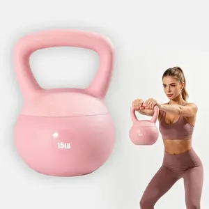 Women’s Home Anti-Scratch Soft Vinyl Kettlebell 10 15 20 LB, Shock Resistant Shock Absorbing Kettle Bell for Strength Workout