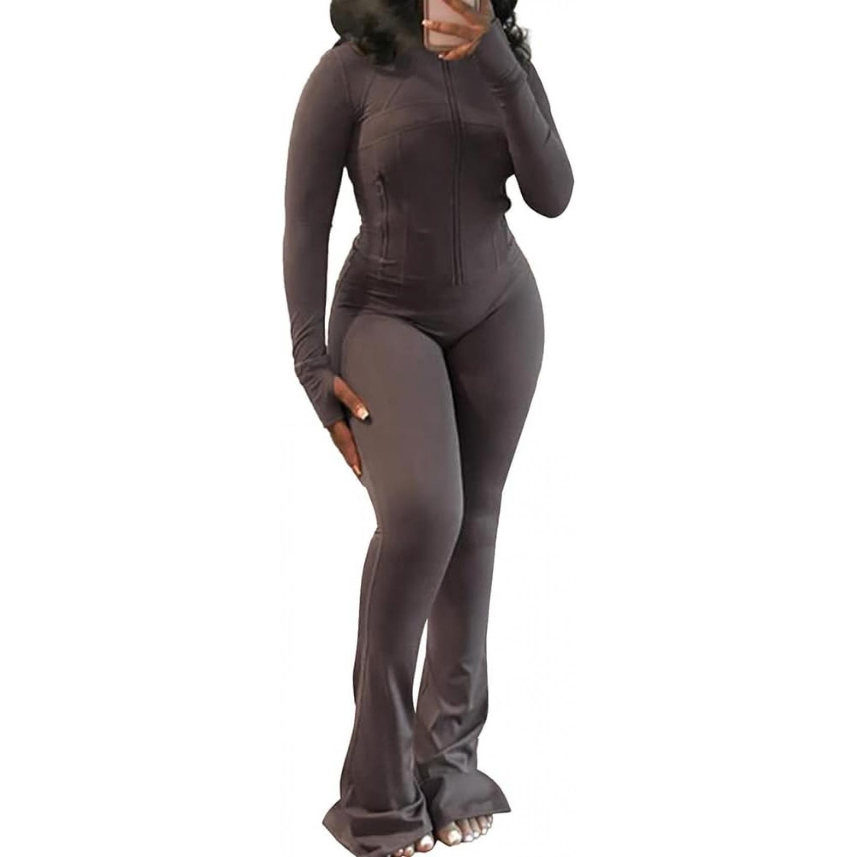 Women’s 2-Piece Lounge Set – Cozy Zip-Up Crop Jacket & Flare Pants Tracksuit| Stretchy Workout Outfit Home, Gym & Streetwear Women’s 2-Piece Lounge Set – Cozy Zip-Up Crop Jacket & Flare Pants Tracksuit| Stretchy Workout Outfit Home, Gym & Streetwear