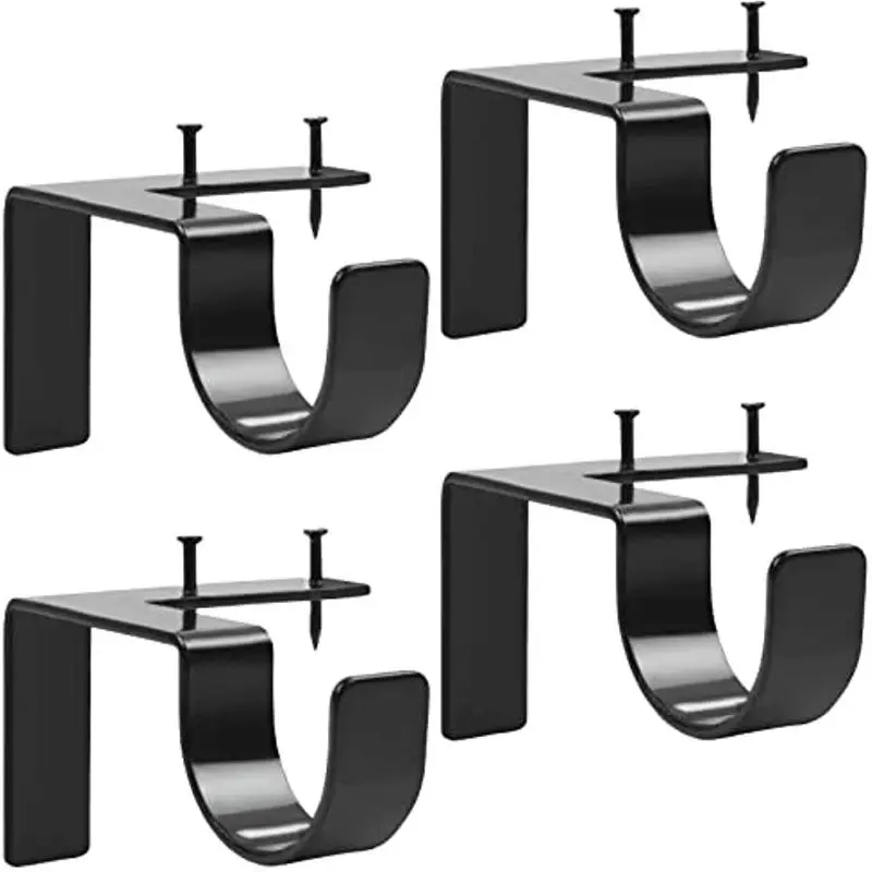2pcs No Drill Curtain Rod Bracket, Adjustable Metal Heavy Duty Curtain Rod Holders, Screwless Curtain Rods Brackets For Home Bedroom Living Room Window And Door