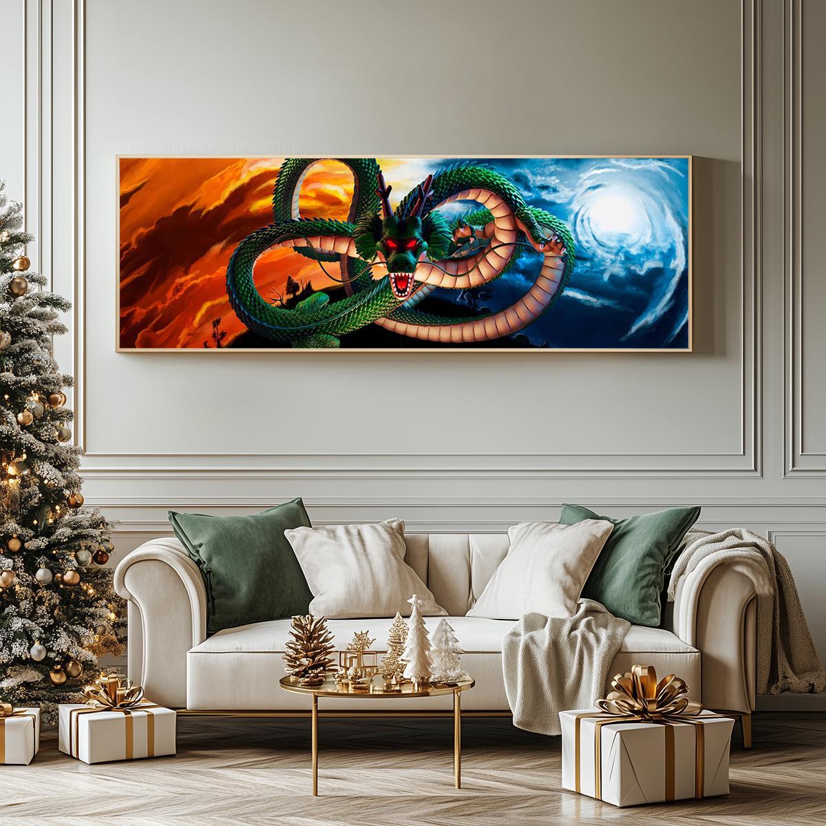 Dragon Pattern Canvas Painting without Frame, 1 Count Creative Dragon Pattern Wall Art, Wall Art Decor for Home Living Room Bedroom Office, Art Wall Decoration