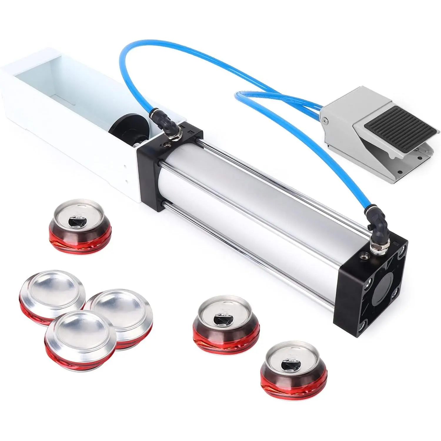 Foot Valve Aluminum Can Crusher，Eco-Friendly Recycling Tool，Heavy Duty Pneumatic Cylinder Soda Beer Can Crusher