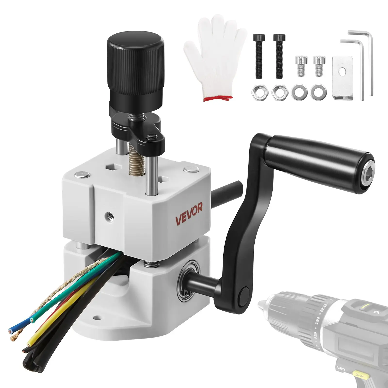 VEVOR Manual Wire Stripping Machine, 0.06-1" Capacity, Portable Copper Peeler with Hand Crank or Drill Power, 64Mn Quenched Steel Blades, 45# Steel Rollers, ABS PC Build, for Scrap Copper Recycling, 0.06-1" Wire