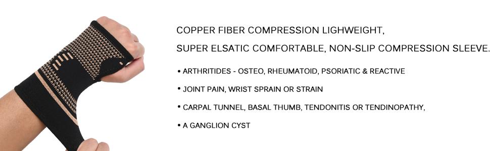 UGEM Copper Wrist Compression Sleeves, Comfortable and Breathable for Arthritis, Workout, Carpal Tunnel, Wrist Support for Women and Men UGEM Copper Wrist Compression Sleeves, Comfortable and Breathable for Arthritis, Workout, Carpal Tunnel, Wrist Support for Women and Men