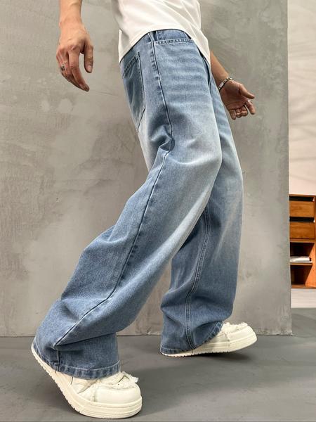 Men's Vintage Washed Loose Fit Wide Leg Jeans, Long Y2K Street Style Denim Jeans, Perfect Gift for Boyfriend & Husband
