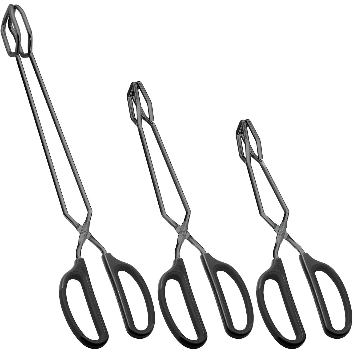 10" 12" 16" Stainless Steel Kitchen Scissor Tongs Set, Set of 3 | Non-Slip Comfortable Grip Scissor Tongs for Cooking, Grilling & Serving