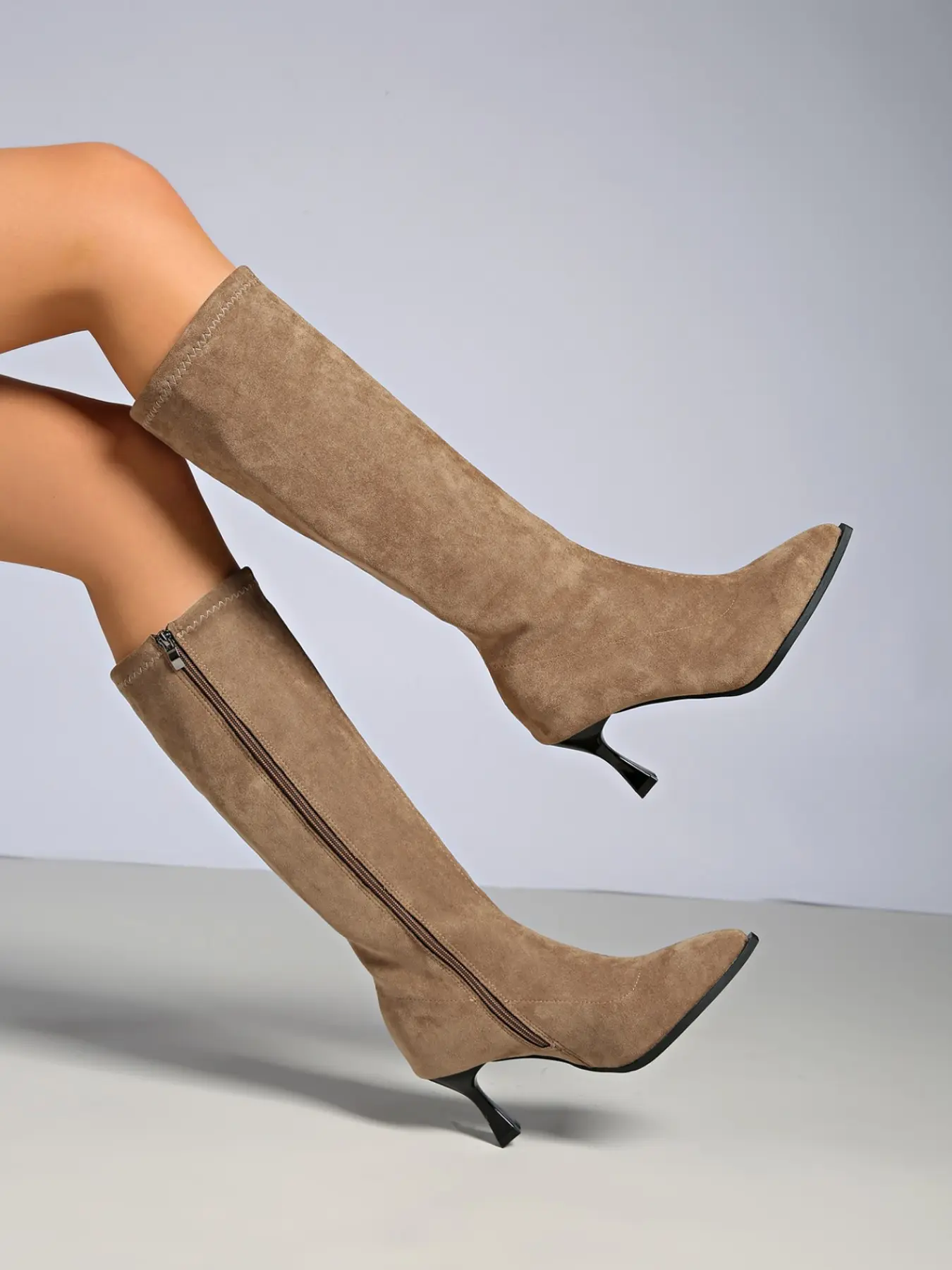 New Fashion Chunky Heel Tall Boots, High Heeled Over-The-Ankle Boots, Retro Above-Knee Boots for Women, Stylish Fall & Winter Footwear