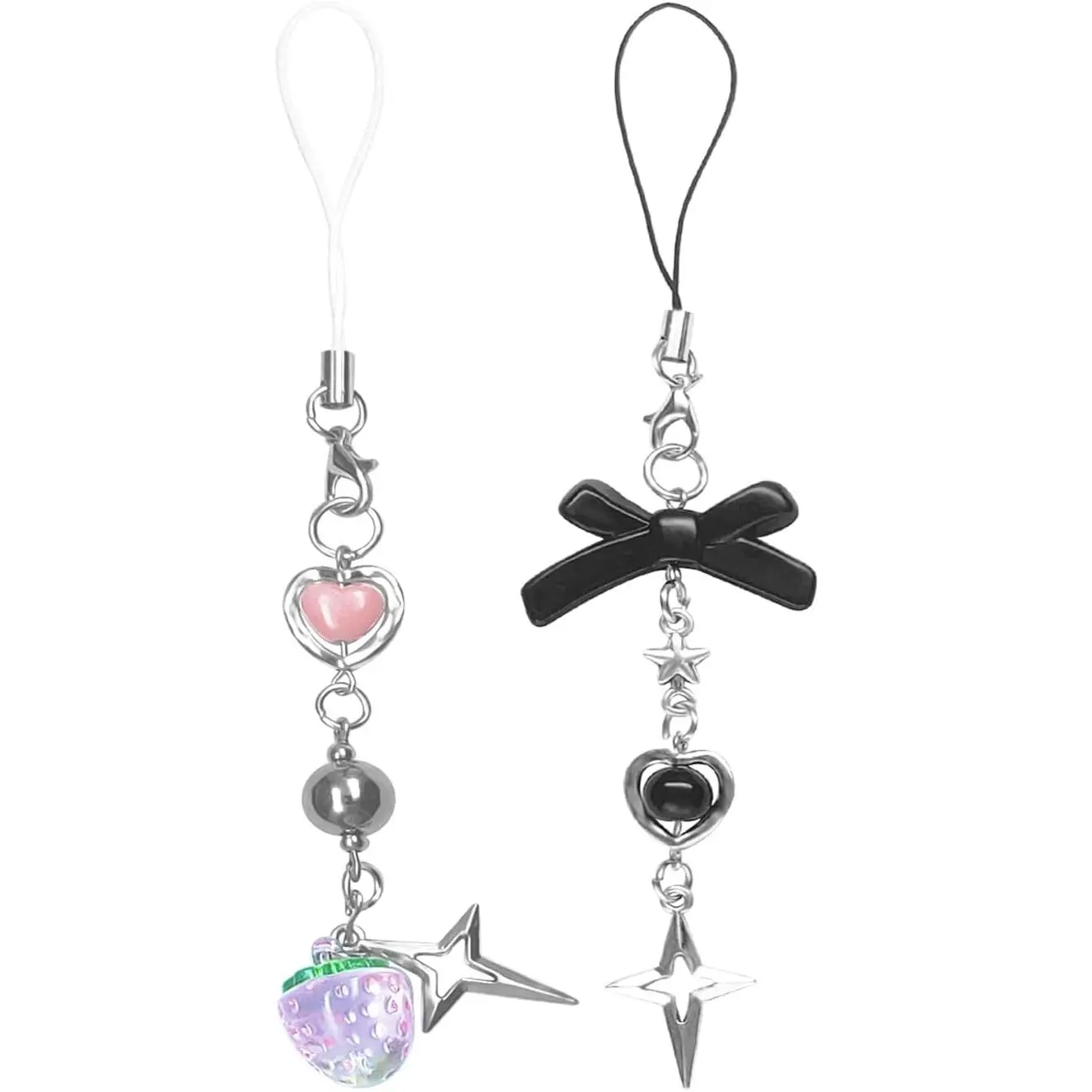 1-4PCS Cute Phone Charms Aesthetic Y2K Cell Phone Charms Strap  Strawberry Butterfly  PhoneCharm Y2K Accessories for Bag  Airpods Camera Pendants Decor