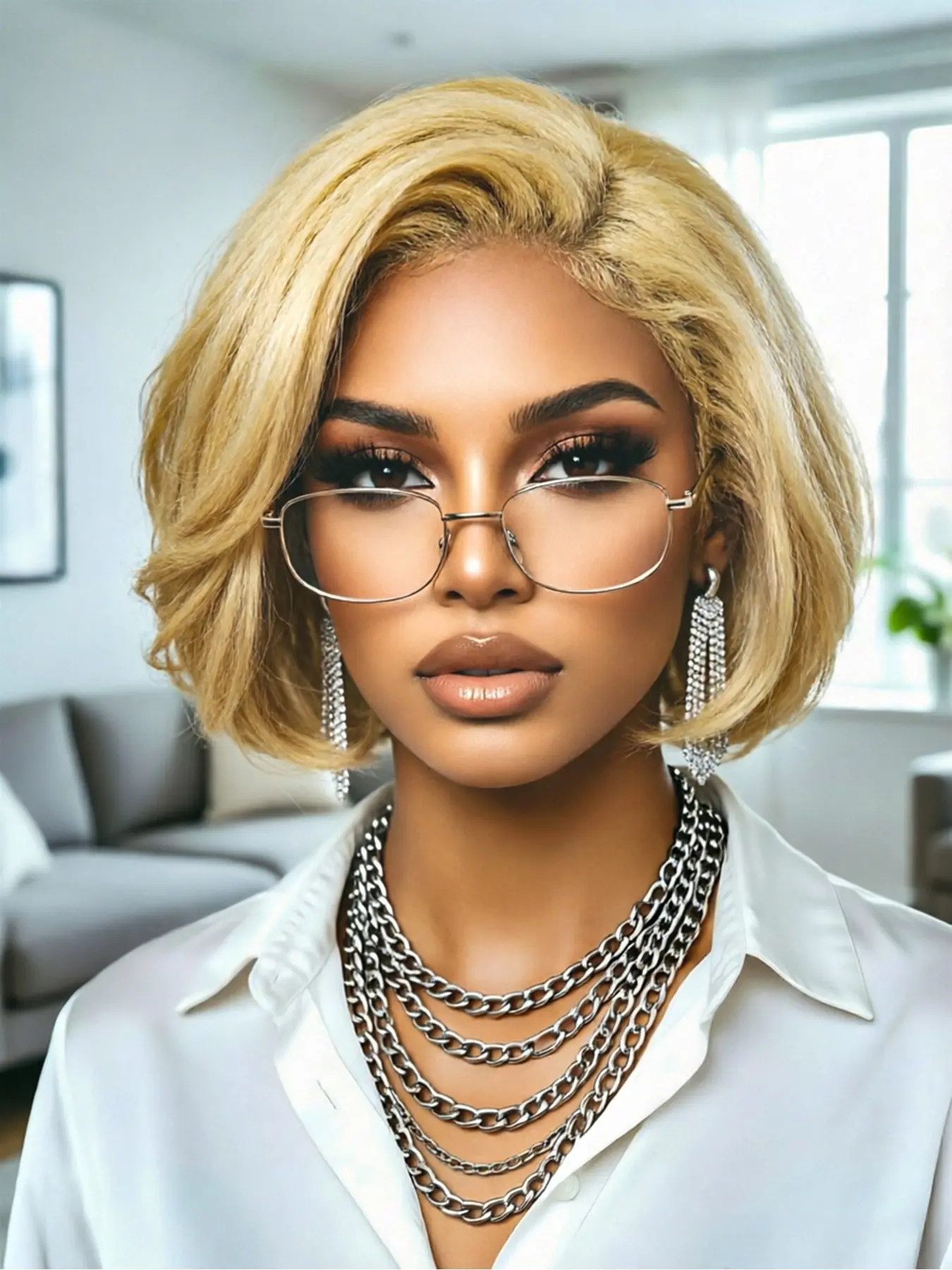 Viral 300% Density Short Bob Human Hair Wig, 13x4 Lace Front Wig, Pre Plucked Natural Bob Wigs for Women, Daily Party Use