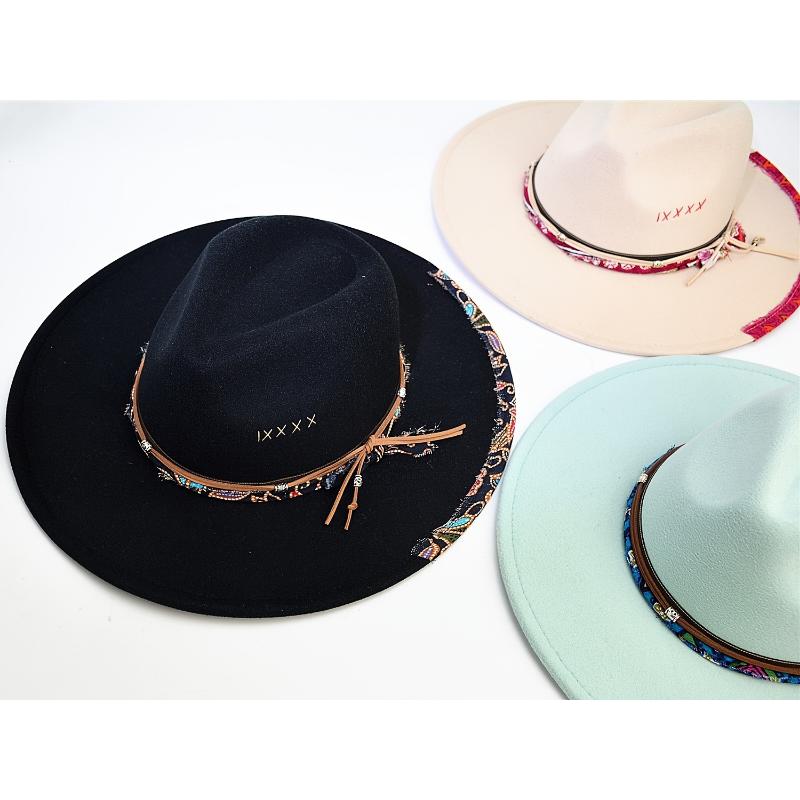 Boho Trim Rope Decor Fedora Hats Classic Solid Color British Style Felt Hat Trendy Jazz Fedoras For Women Men