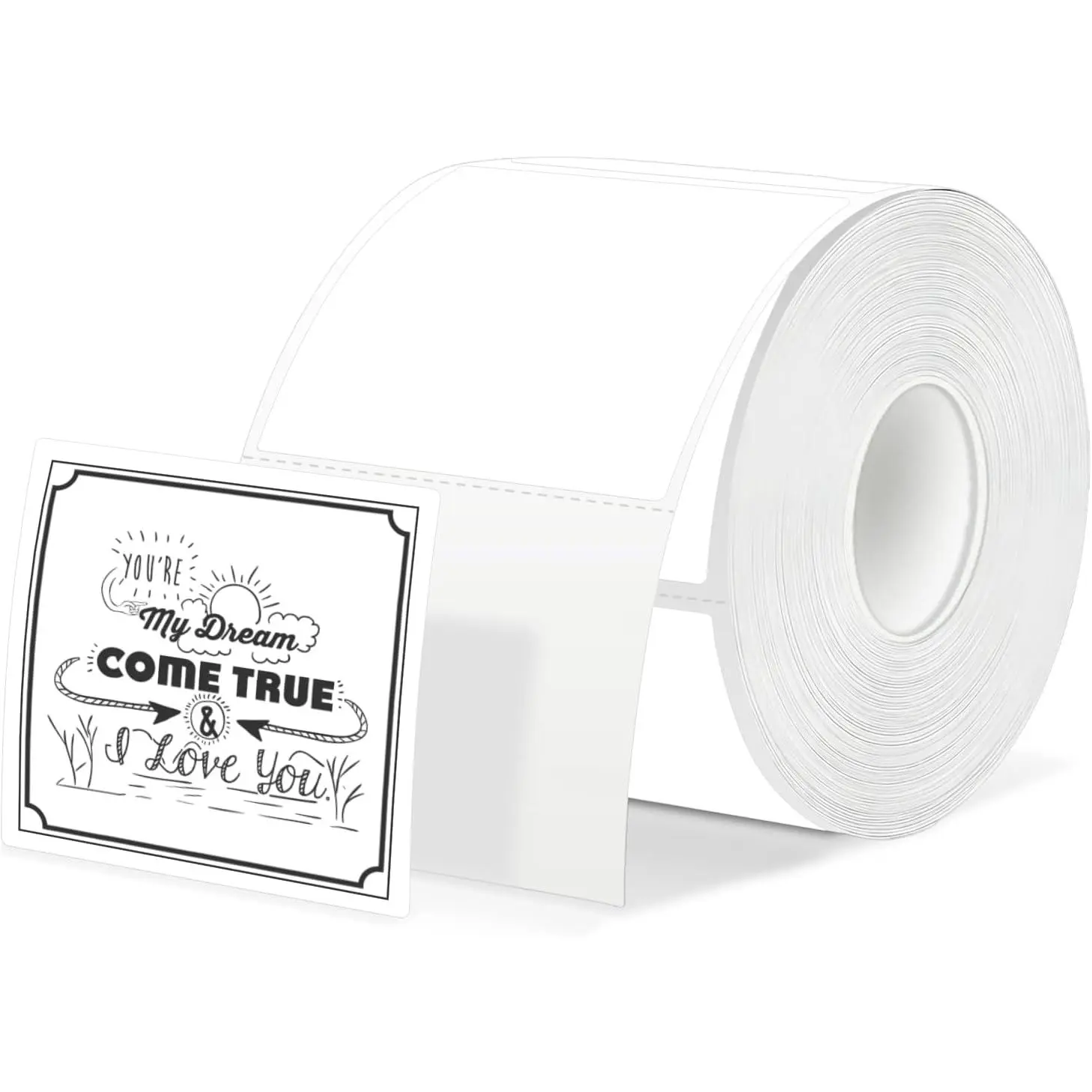 500 Labels/Roll 2" x 2" White Thermal Labels, Self-Adhesive Square Thermal Sticker for QR Code, Barcode, Logo, Inventory, Small Business