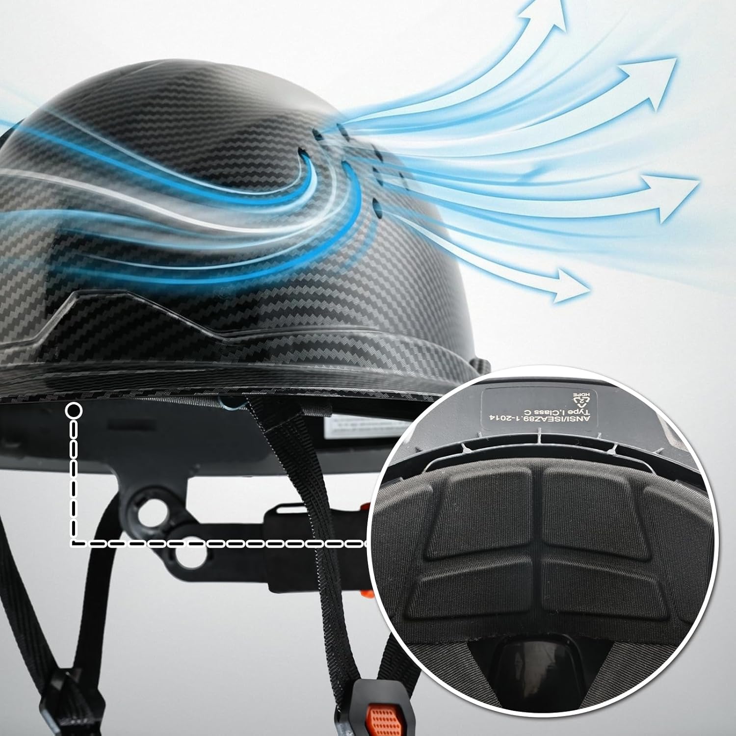 Full Brim Hard Hat Vented Safety Helmet Casco De Construccion 6 Point Suspension Adjustable Work Hardhat for Men Women with Accessory Slots