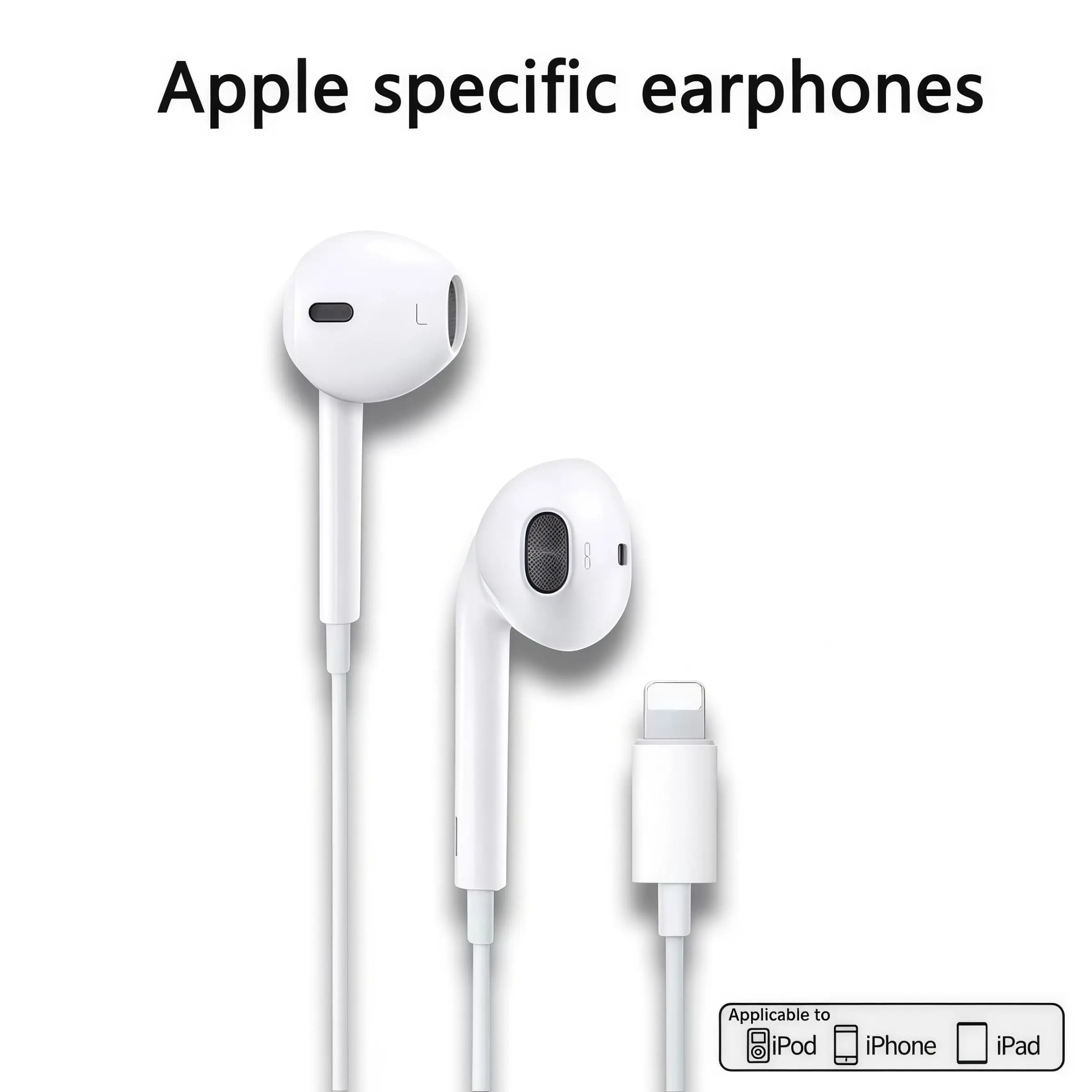 1-Pack Flat-Head Wired Earphones, Earbud, Classic Design, 8-Pin Plug, Bluetooth Connection Required, With Line Control & Call Function, Ideal for Music Listening & Drama Watching