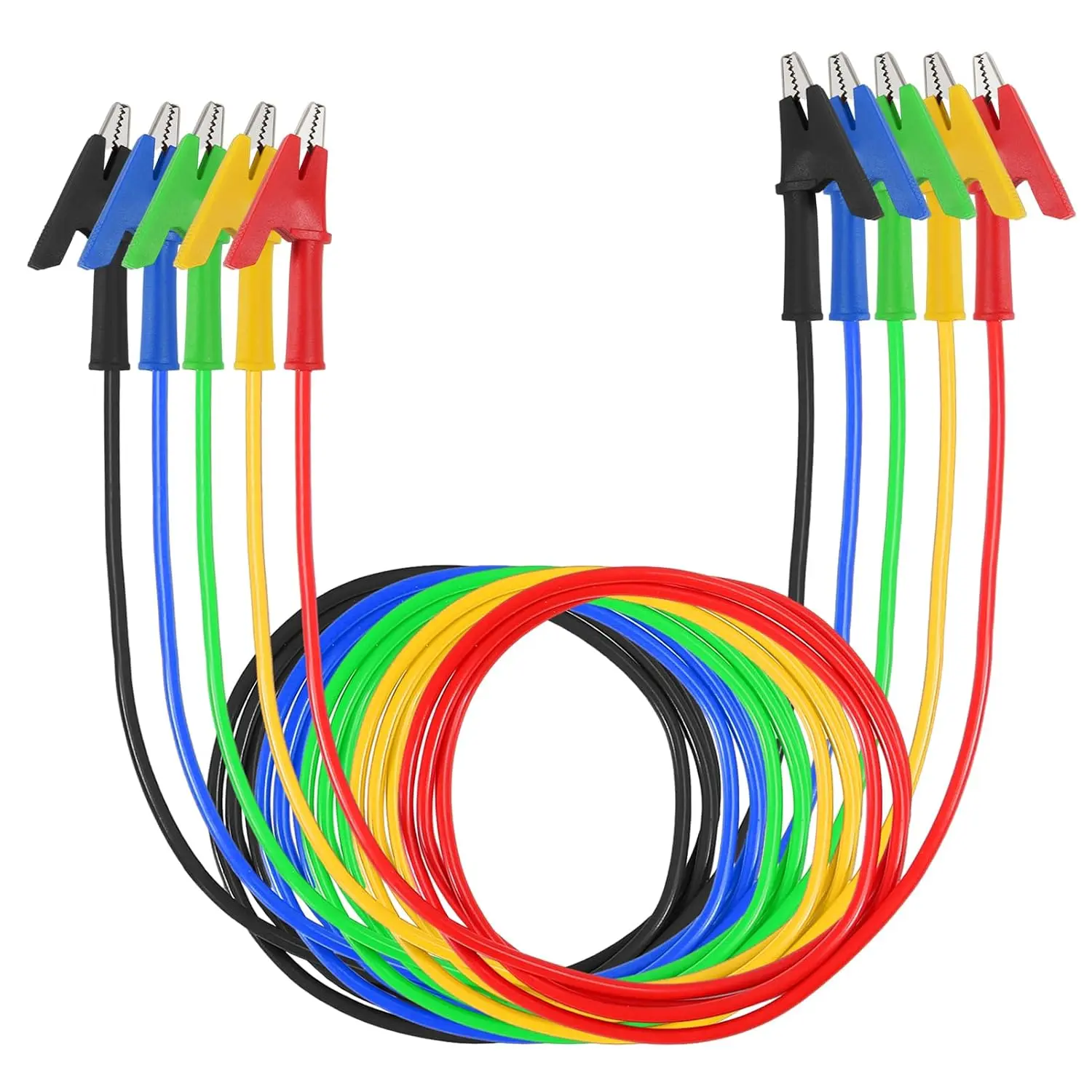 5 count  Clip to  Clips Test Probe  Ended Crocodile Multimeter Test Lead Wire  15A Insulators Clips for Multimeter Electrical Testing