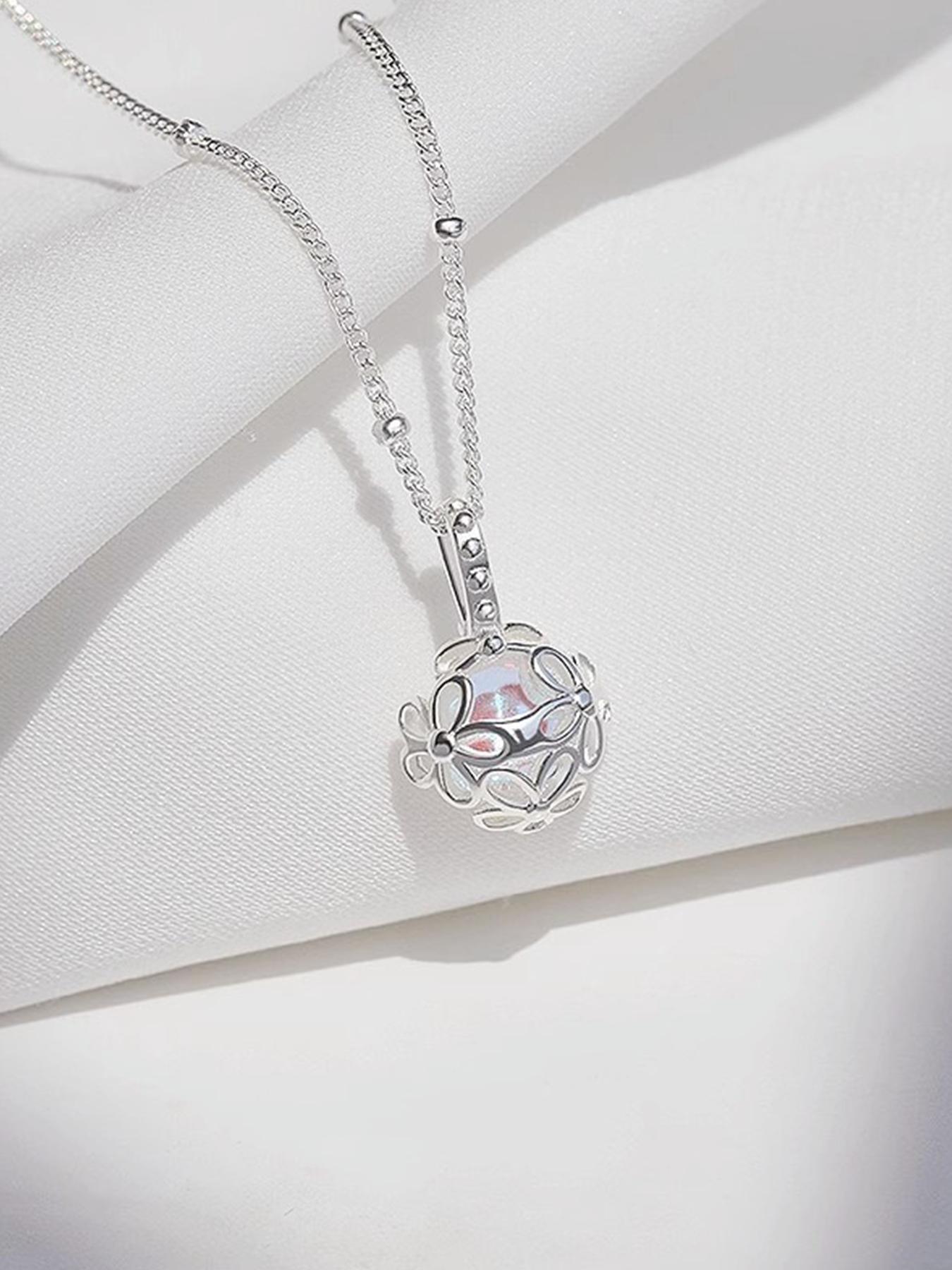 S925 Sterling Silver Moonstone Decor Exquisite Trendy Pendant for Women, Elegant All-match Jewelry for Girls Gift, Female Classic Fashion Accessories for Daily Wear