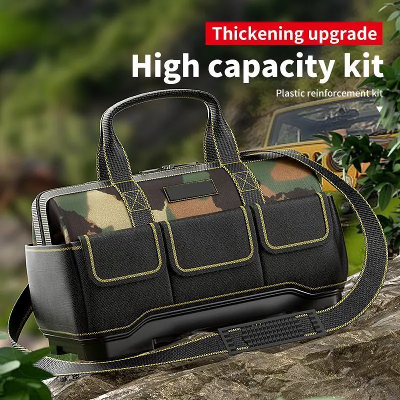 Durable  Oxford Fabric Tool Bag with Tool Kit, 14-21in Wide-Mouth Multi-Pocket Organizer, Portable for Mechanics & Outdoor Use, Men’s Storage Gift, Tools For Mechanics