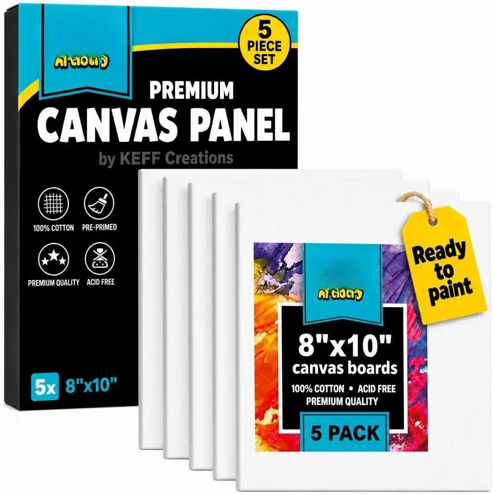Canvas for Painting - 5-Pack 8x10 Canvas Value Pack -   Triple Primed Small Canvases for Painting. Mini Canvases Bulk Set for , Oil, Watercolor&Tempera - Art Supplies for Adults