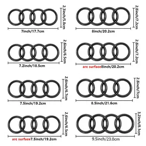 1Pcs 4 Rings ABS Audi Logo Black/Silver Car Front Hood Emblem Bonnet Grille Rear Trunk Badge For Audi Sline A3 A4 B5 B6 B7 B8 B9 8P 8V A5 A6 C6 C7 A7 TT Q3 Q5 Q7 Q8 S3 S4 S5 S6 RS3 RS4 RS5 RS6 Auto Accessories Decal For Cars