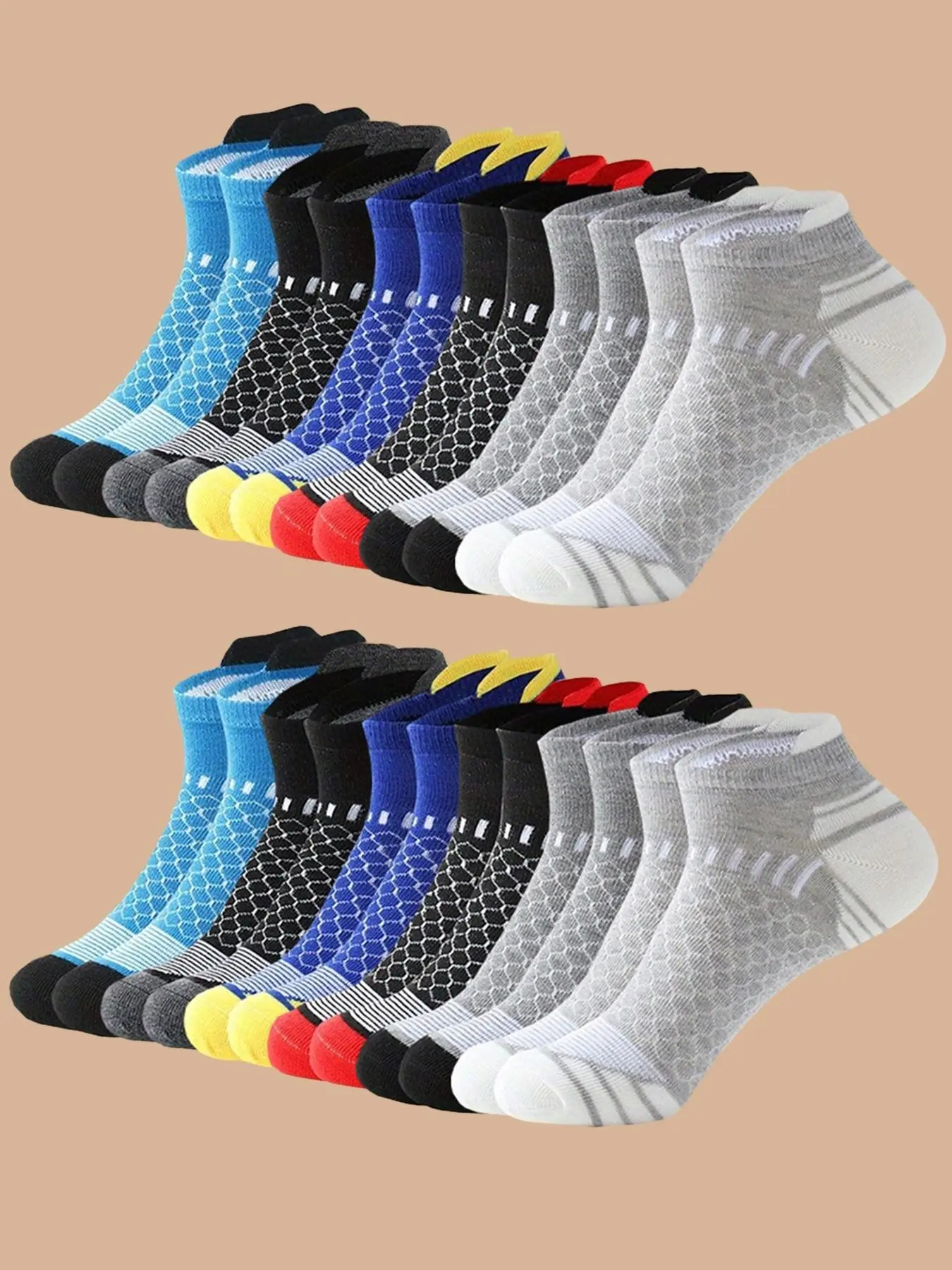 12 Pairs Men's Casual Sweat-Wicking Low Top Socks, Comfortable Breathable, Ideal for Daily and Outdoor Wear, Suitable for All Seasons