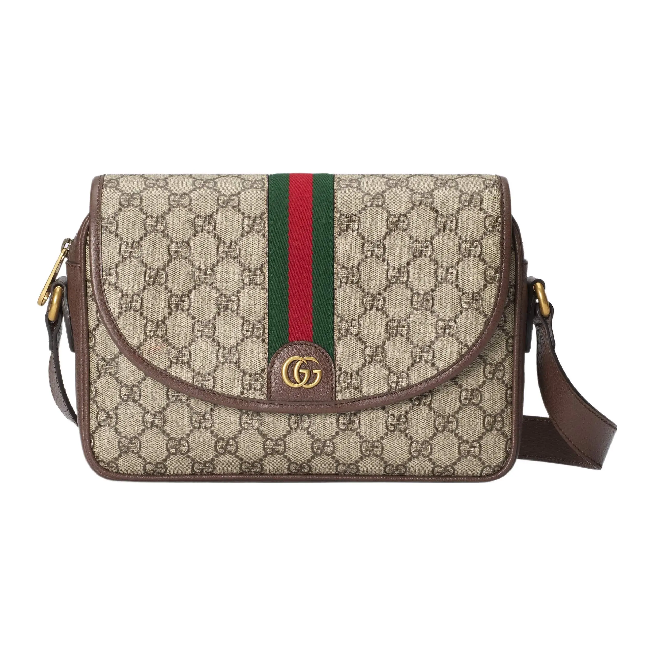 Gucci Ophidia Distressed Double-G Logo Webbing Canvas and Leather Messenger Bag for Men in Brown