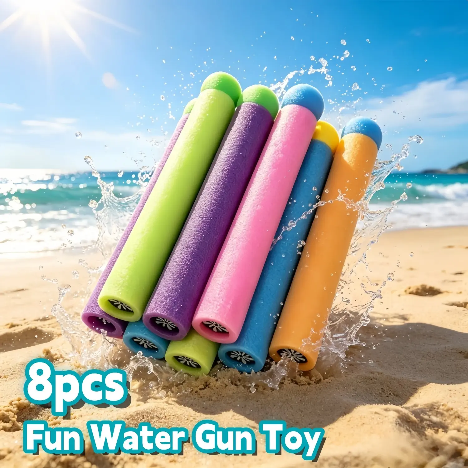 8 Pcs Large Solid Color Water Guns, Bright & Lovely Kids Water Toys in Random Colors. Ideal for summer fun at pools, beaches and gardens, a fantastic holiday gift.