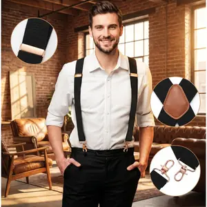 1.4” Heavy Duty Elastic Suspenders Adjustable Work Suspenders for Men & Women