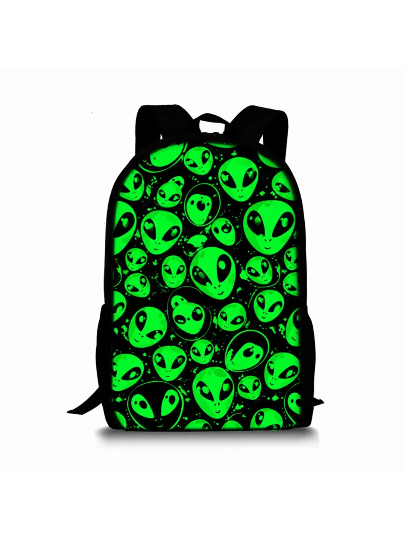 2D alien‑pattern print 17‑inch single‑layer backpack with a height of 44 cm, large‑capacity waterproof backpack, versatile wear‑resistant rucksack for outdoor trips and sports