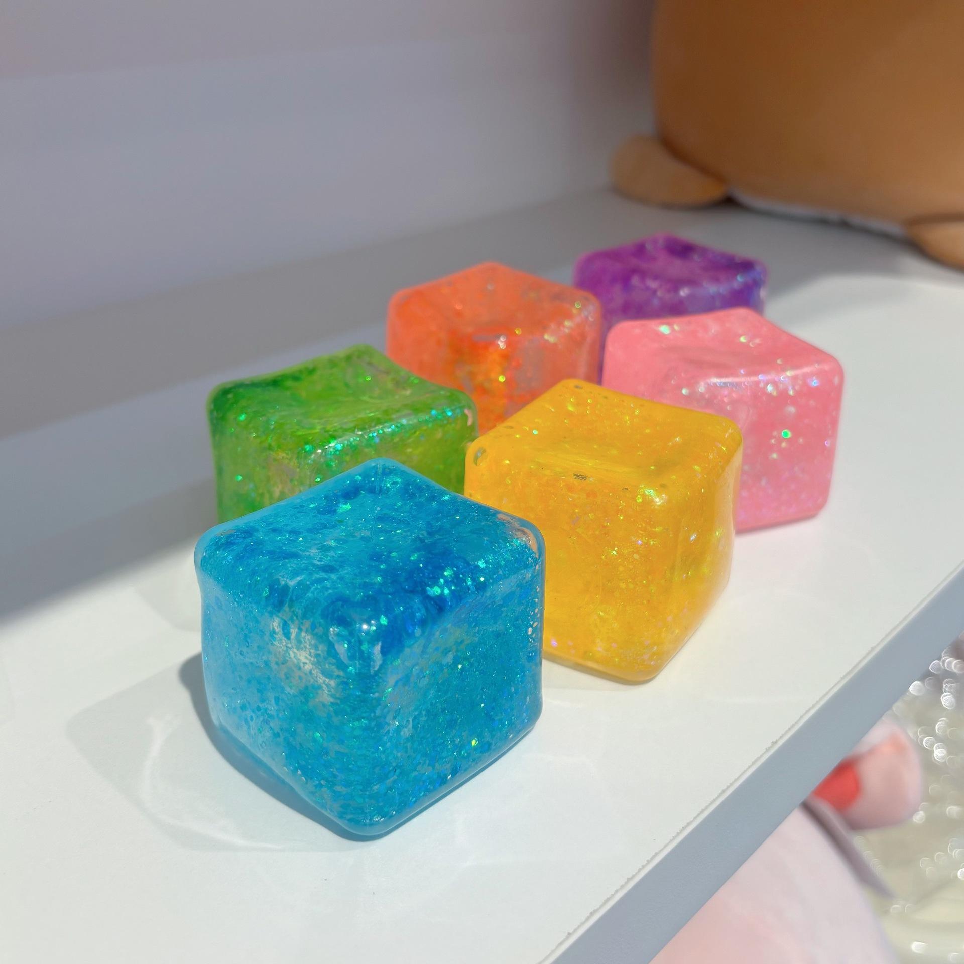 New Ice Cube Shaped Fidget Toy Square Stress Relief Ball Squishy Squeeze Anxiety ADHD Stress Relief Sensory Adults Toys