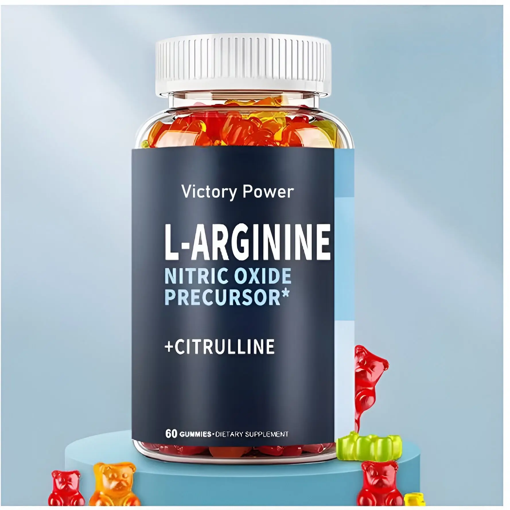 L-Arginine Dietary Jelly Supplement - Beet Root Powder Infused, Dairy Free Chewable Gummy Candy, Brain & Memory Support, Instant Energy, Muscle Mass & Athletic Performance Boost - 60 Gummies