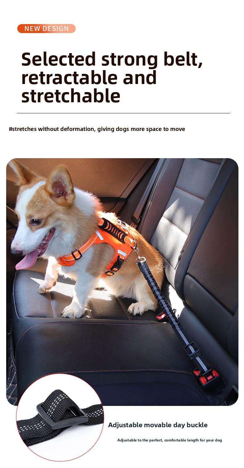 Dog Car Safety Seatbelt, Retractable Bungee Dog Leash, Shock Absorbing Reflective Safety Leash with Steel Buckle, Adjustable Length 20.87-29.53in for Pet Travel, Heavy Duty Vehicle Restraint for Small Medium Large Dogs, Anti-Pull Comfort Walking Leash