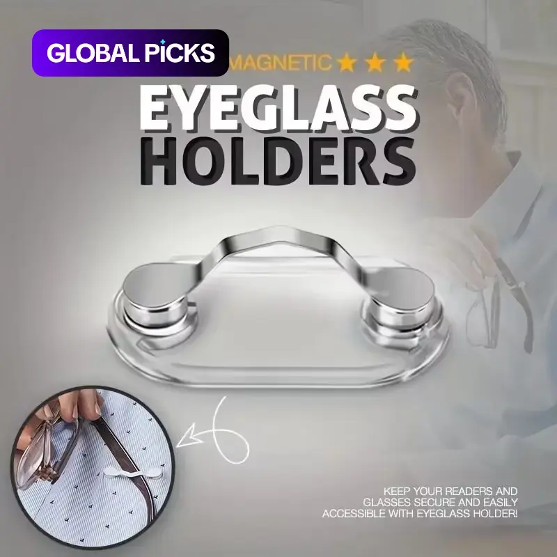 Magnetic Eyeglass Holder, Magnetic Pin Badge Clip, Earphone Clip, V-Shaped Storage Rack, Magnetic Clothes Clip, Clamp Type, Strong Magnetism, Lightweight, Portable, Organiser, Compact