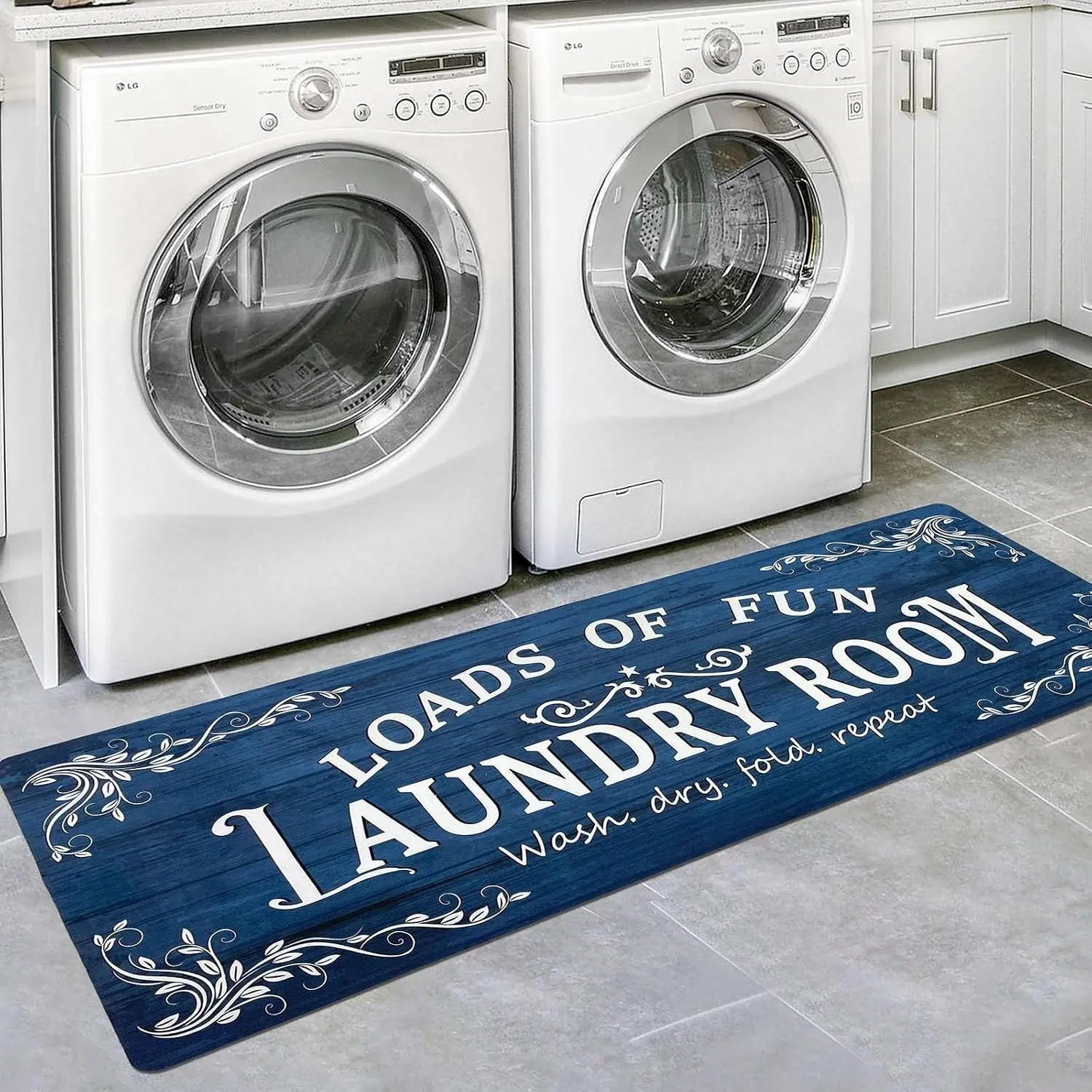 20"x48" Non Slip Waterproof Laundry Room Runner Rug, Farmhouse Laundry Mat for Bathroom Washroom Mudroom Floor Decor, 4ft Non Skid Floor MatGift