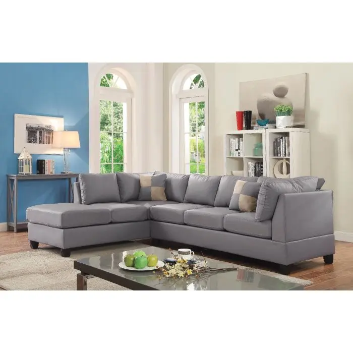 ARCH Malone G642B-SC Sectional Sofa Couch Gray 3-Piece Modular Living Room Furniture Set with Ottoman, Modern Upholstered L-Shape Sectional for Family Room, Apartment, Home Theater Seating, 3 Boxes, Living Room Furniture for Apartment, Lounge