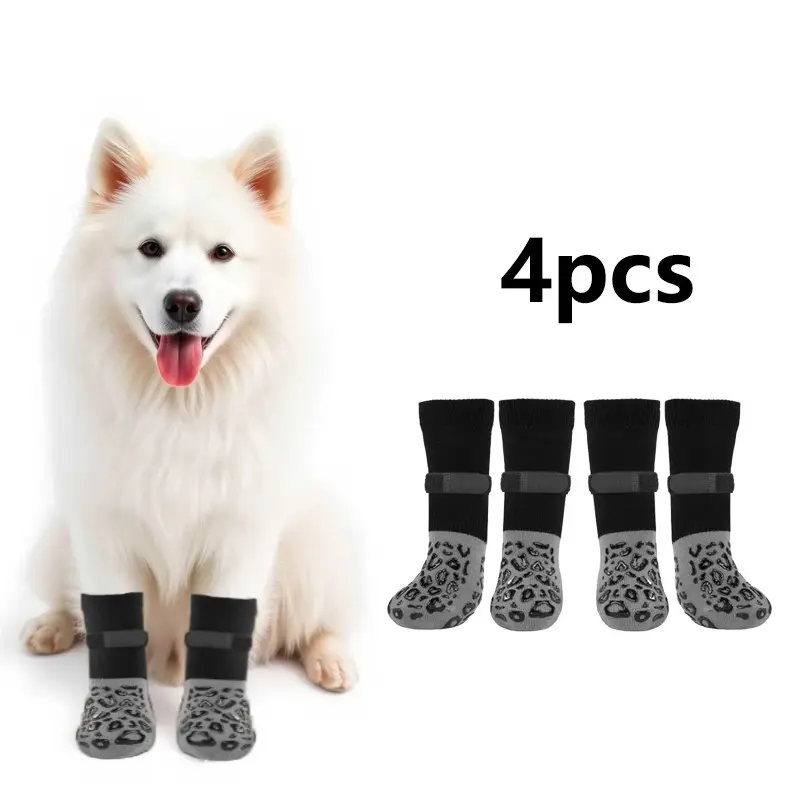 Non-slip Dog Socks, 4 Counts/set Adjustable Dog Paw Protector, Pet Paw Protector, Dog & Cat Clothing