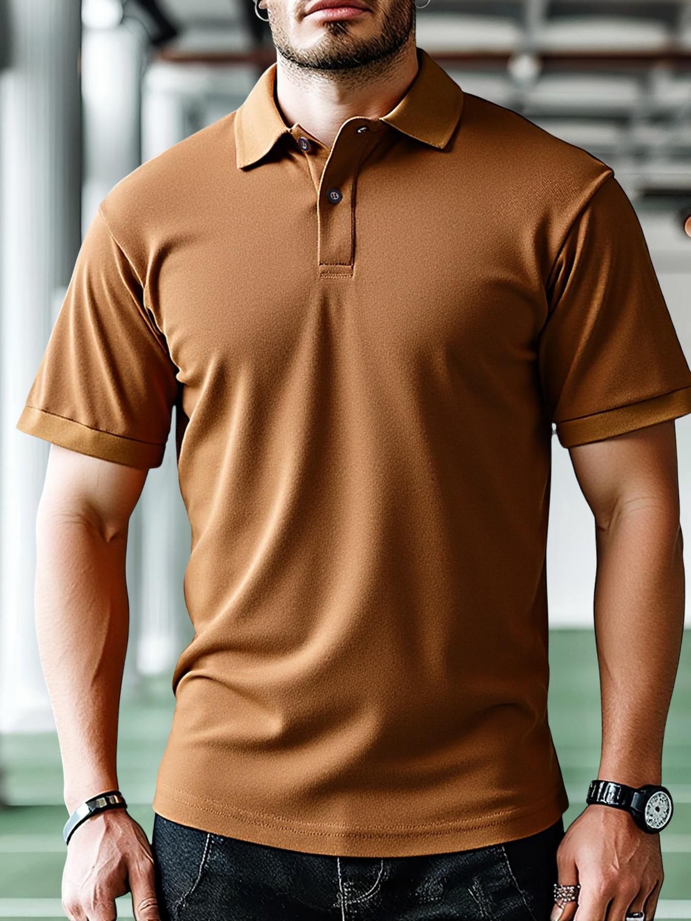 Men's Regular Fit Solid Color Pique Polo Shirt, Casual Short Sleeve Collared Top for Summer, Fashion Men's Clothes for Daily Wear, Tropical