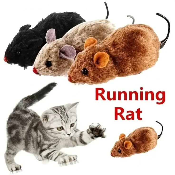 1Pc Funny Lifelike Plush Mouse Running Rat Toy for Cats Dogs Tail Mouse Pets Kids Random Color