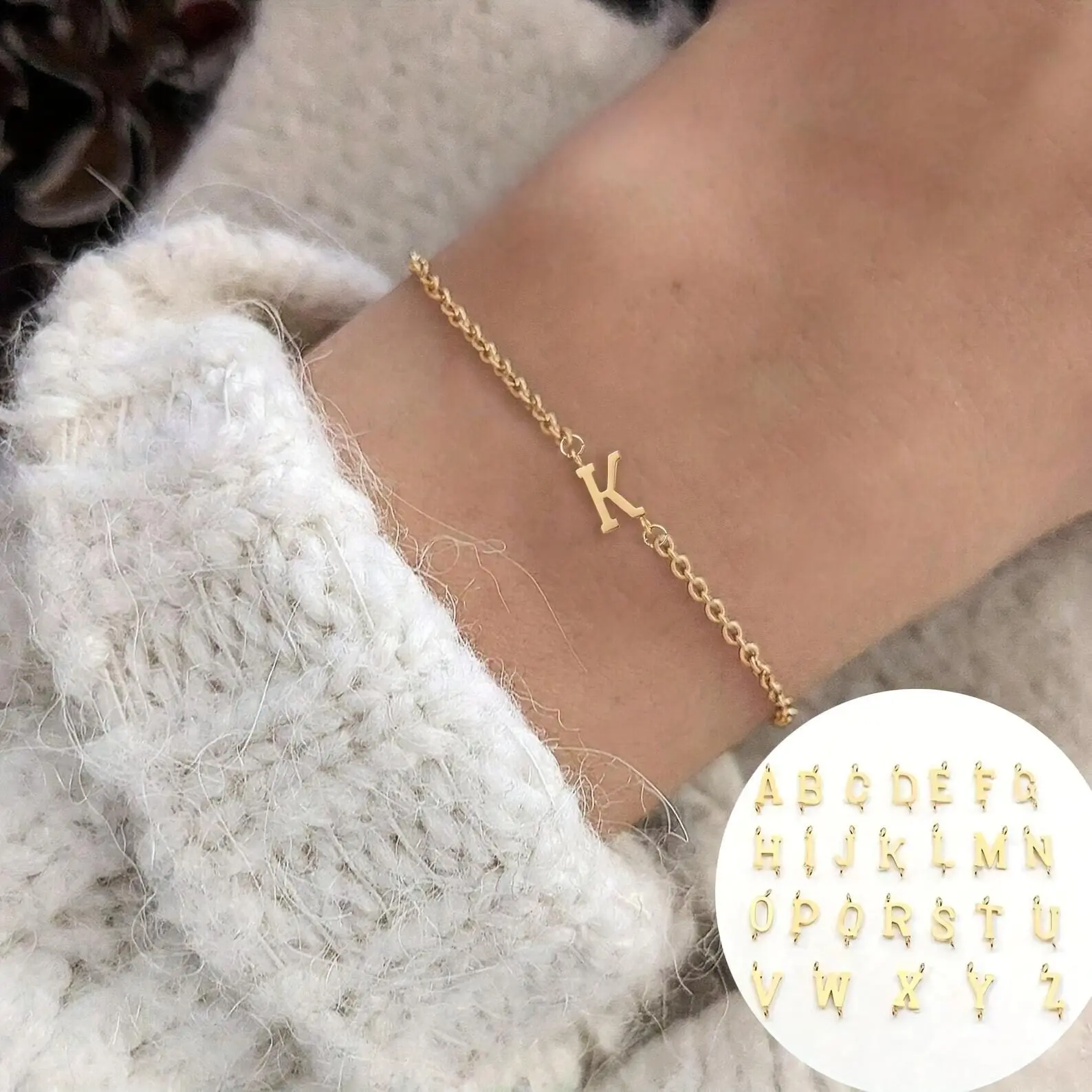 Women's Concise Retro Stainless Steel Bangle - Smooth Initial Letter Customizable Nameplate, Yes Casual Everyday Wear Wrist Candy, Elegant Personalized Female Jewelry Gift