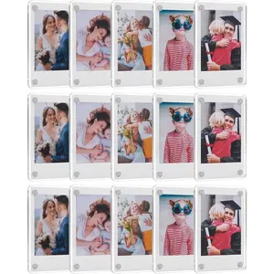 15 Pack Acrylic Fridge Magnetic Frame for Polaroid, 2.36x3.54 In Mini Picture Frames for Fujifilm Instax Mini, Double Sided Photo Refrigerator Magnet Picture Frame Clear Picture Display Frame