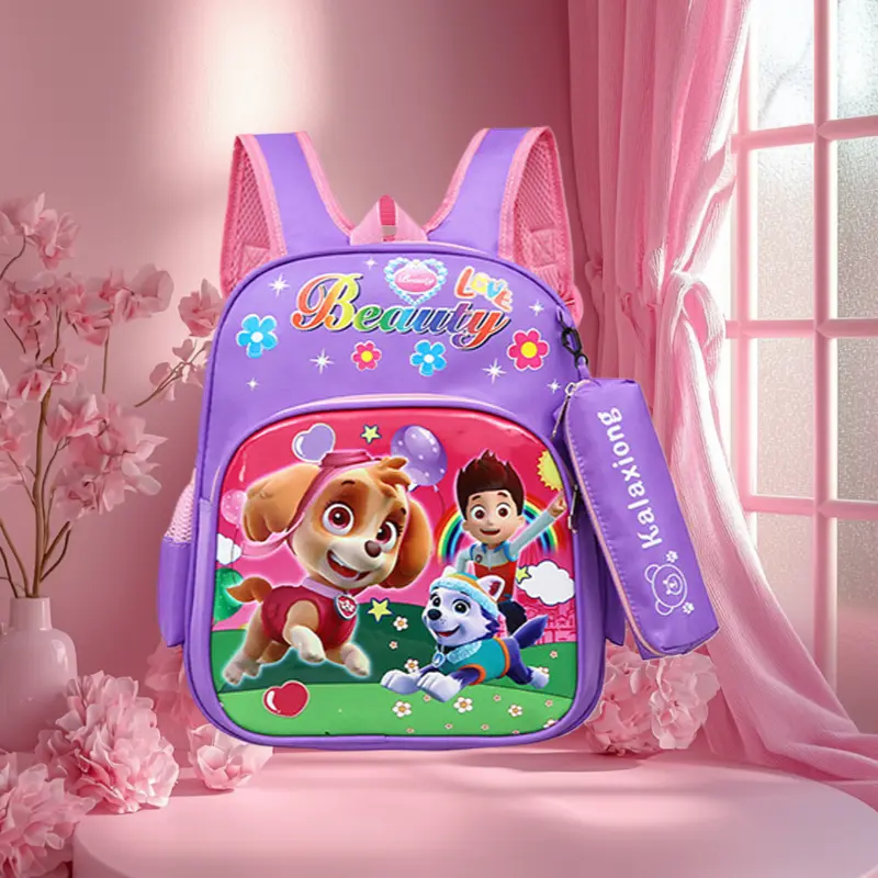 Paw Patrol Cartoon Print Toddler Backpack - 29x35cm Neoprene Poly School Bag with Safety Straps, Lightweight Carry, Ages 3-6 Preschool Kindergarten First Day Supplies for Boys & Girls
